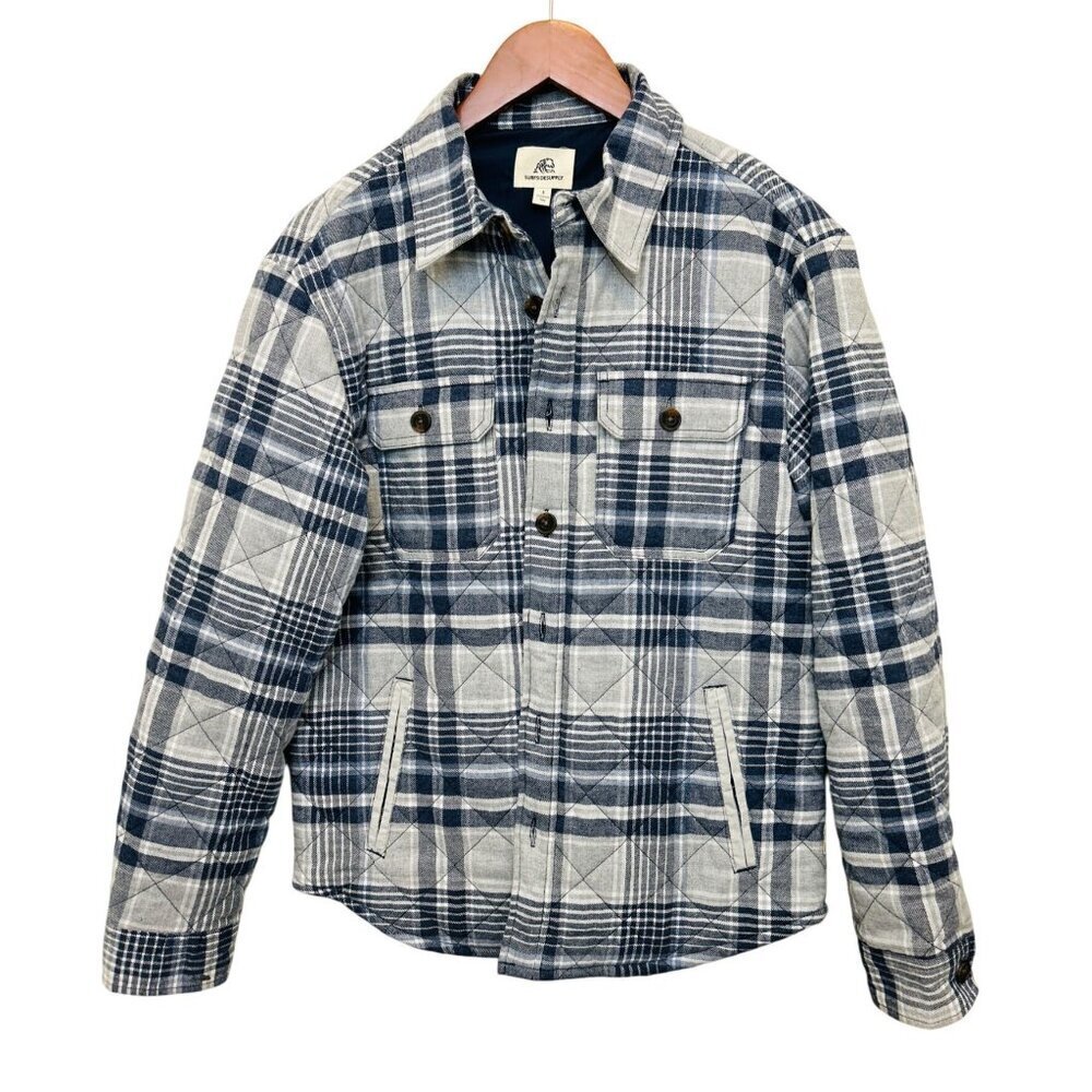 Surfside Supply Skip Quilted Shirt Jacket Chinchilla Gray Size Small